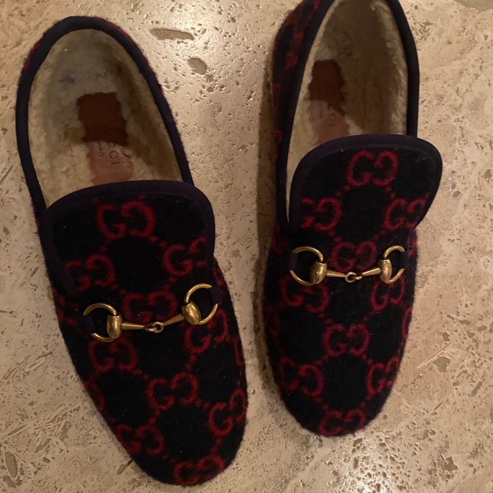 Gucci Fria GG wool winter espadrilles. Navy/red size 39.5